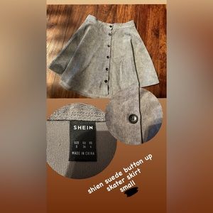 shien suede button up skater skirt
small